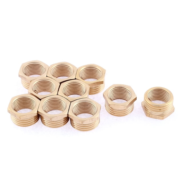 Reductor hexagonal de manguito de rosca macho 1/2BSP x hembra 3/8BSP, conector de tubería, 10 piezas