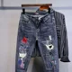 thumbnail image 5 of Pantalones vaqueros para hombre, pantalones vaqueros con gráficos para hombre, pantalones de tiro bajo, ajustados, ajustados, rotos, con agujeros, rasgados, de alta calidad, tallas XS, 5 of 5