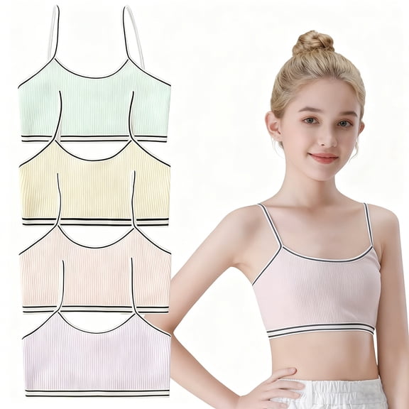 Girls' Training Bras Cotton Developed No Wire Kids Sports Little Girl Bras Teens 7-13 Years