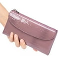 thumbnail image 3 of Genuine Leather Wallet for Women Long Trifold Phone Wallet Credit Card Holder Purse Clutch, 3 of 9