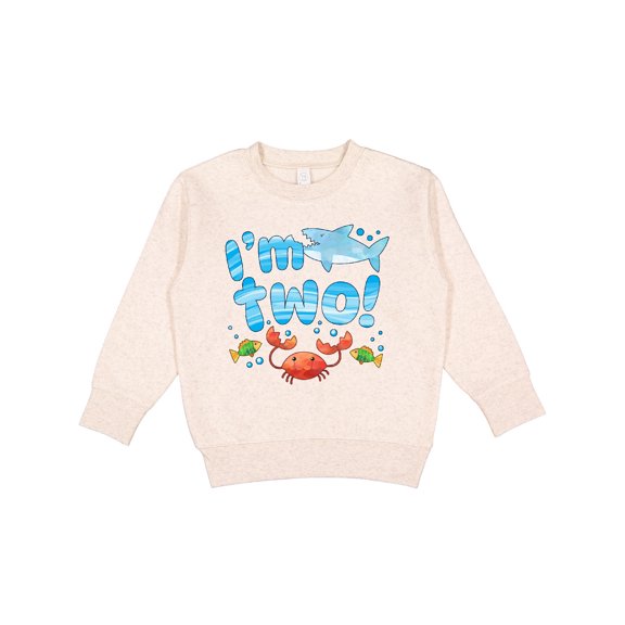 Inktastic I'm Two Second Birthday Shark and Crab Toddler Sweatshirt
