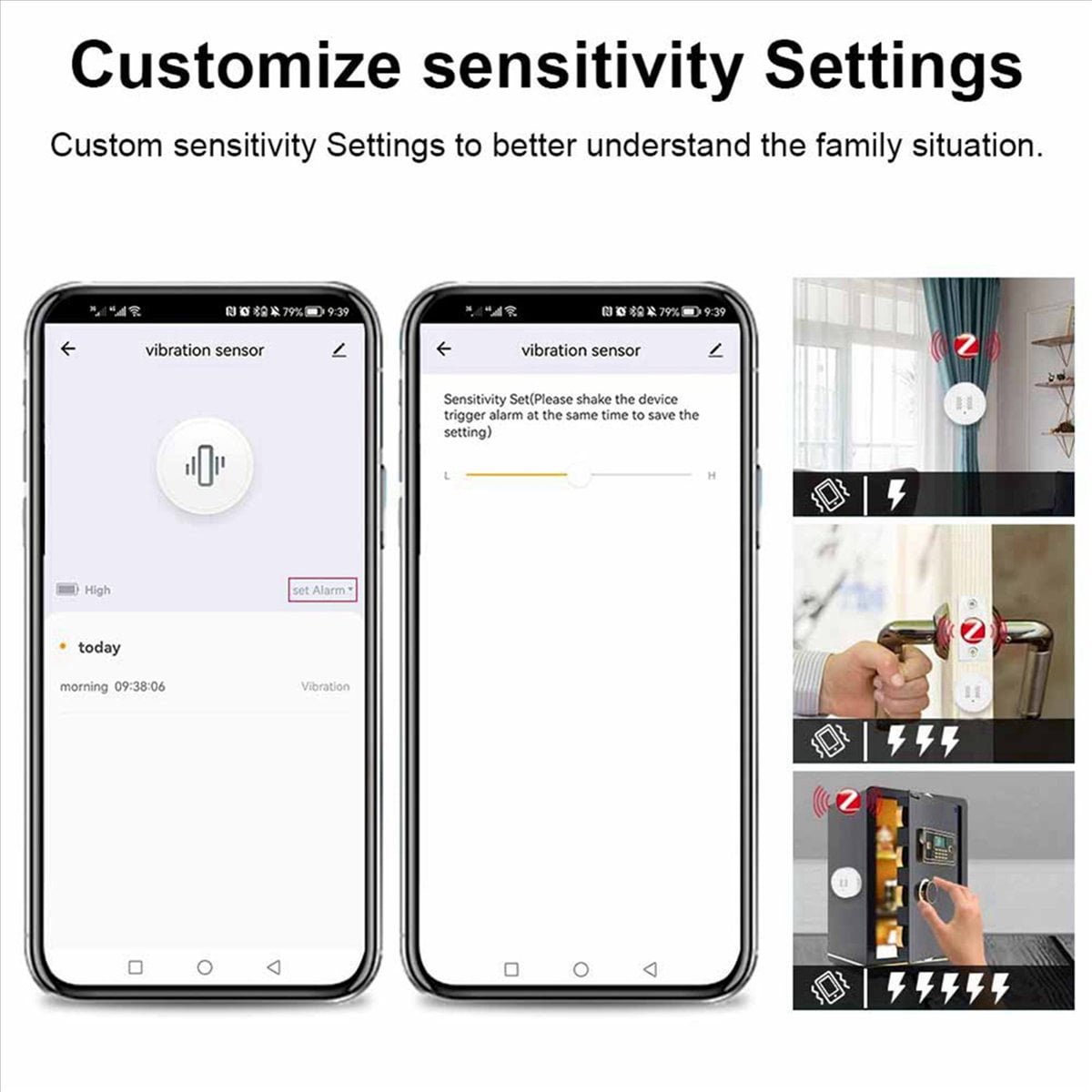 Sensor De Vibración Zigbee Inteligente Para Alarma Y Seguridad Del Hogar - Monitoreo Remoto Tuya, Ajuste De Sensibilidad, Notificaciones En Tiempo Real (Negro)