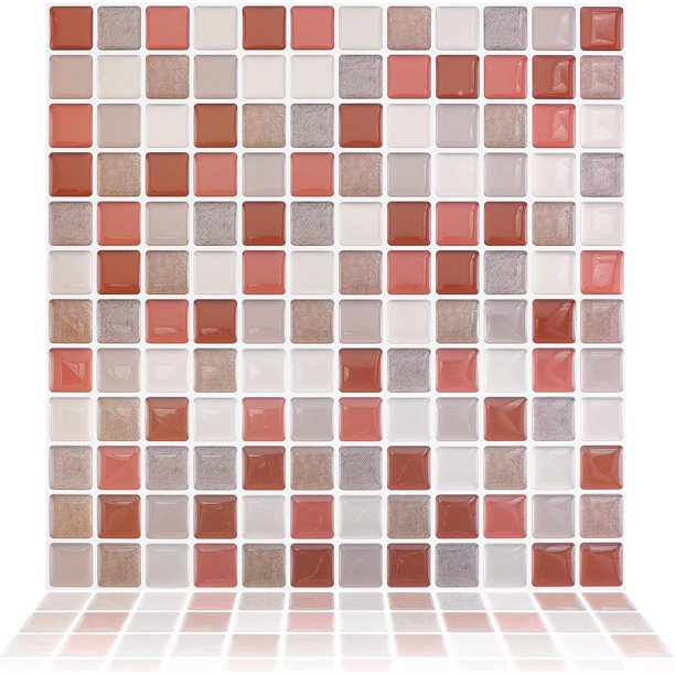 5 láminas de mosaico para pared, autoadhesivas, para despegar y pegar, para bricolaje, para salpicadero, de vinilo, con patrón de azulejos.