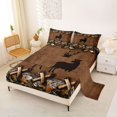 thumbnail image 2 of Castle Fairy Vintage Deer King Sheets 4pcs,Camo Autumn Leaf Wood Plank Bedding,Brown Khaki Black,1 Fitted Sheet, 1 Flat Sheet and 2 Pillowcases, 2 of 6