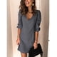 thumbnail image 4 of Vestido de cuello en V para mujer, nuevo vestido coreano sólido elegante, minivestido holgado de oficina para mujer, 4 of 5