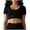 Black, variant on Timegard Crop Tops for Women Ribbed U Neck Short Sleeve Workout Yoga Tops Seamless Going out Tee Shirts
