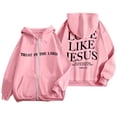 thumbnail image 2 of DHFJKG Zip Up Hoodie Women Jesus Letter Printed Long Sleeve Pocket Drawstring Sweatshirts Casual Sports Track Jackets, 2 of 7