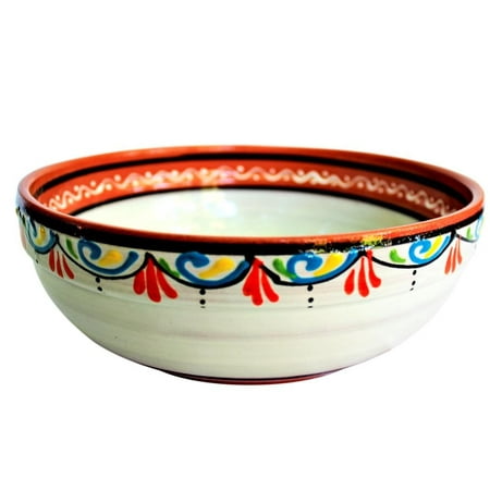 

Terracotta White Deep Serving Dish - Hand Painted From Spain