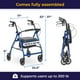 thumbnail image 4 of Andador de aluminio Drive Medical, plegable, con respaldo extraíble, asiento acolchado, ruedas de 15 cm, color azul, R726BL, 4 of 5