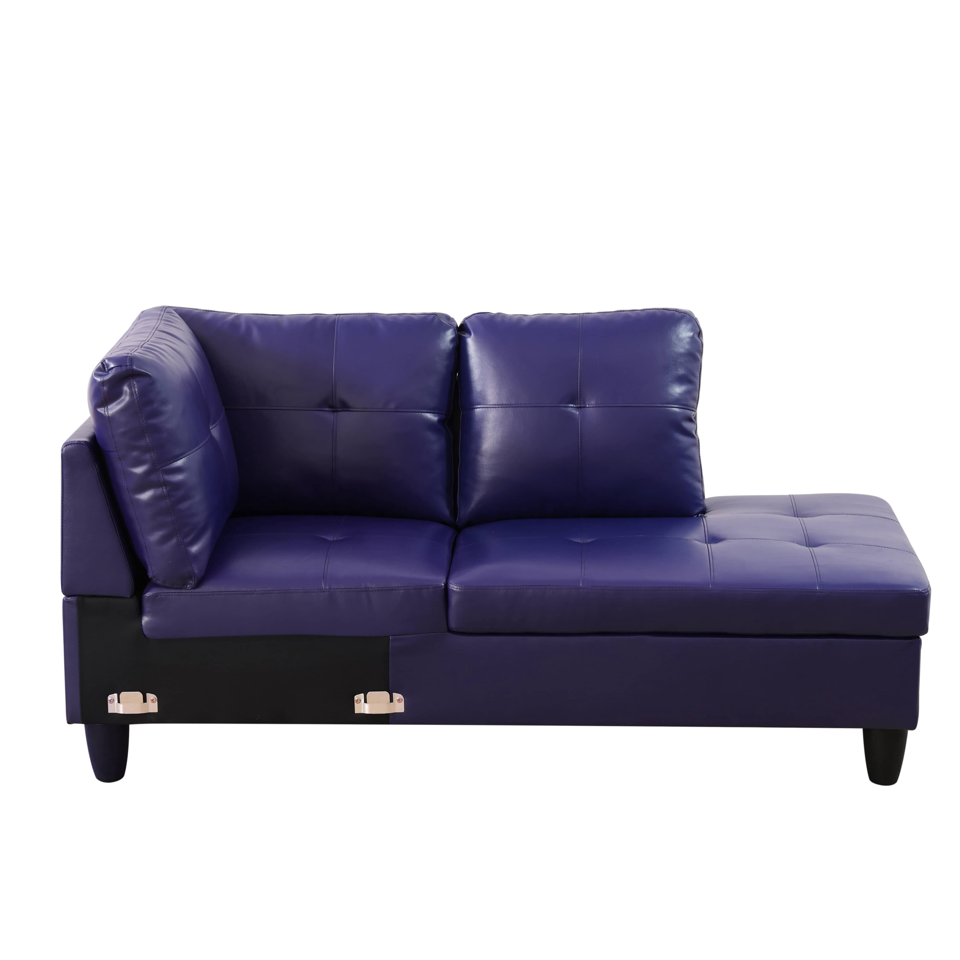 MAYEERTY Blue Faux Leather Living Room Sofa Set