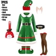 thumbnail image 3 of Disfraz familiar de elfo navideño, traje de juego de rol, disfraz de Papá Noel verde para fiesta, ropa elegante, conjunto de disfraz de madre para niños, 3 of 5