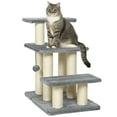 thumbnail image 1 of PawHut 3-Tier Dog Stairs with 6 Sisal Scratching Post for Small Pets, Grey, 1 of 10