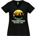 thumbnail image 3 of Inktastic Yellowstone National Park with Bear Mountains and Trees Cricle Women's Plus Size V-Neck T-Shirt, 3 of 5
