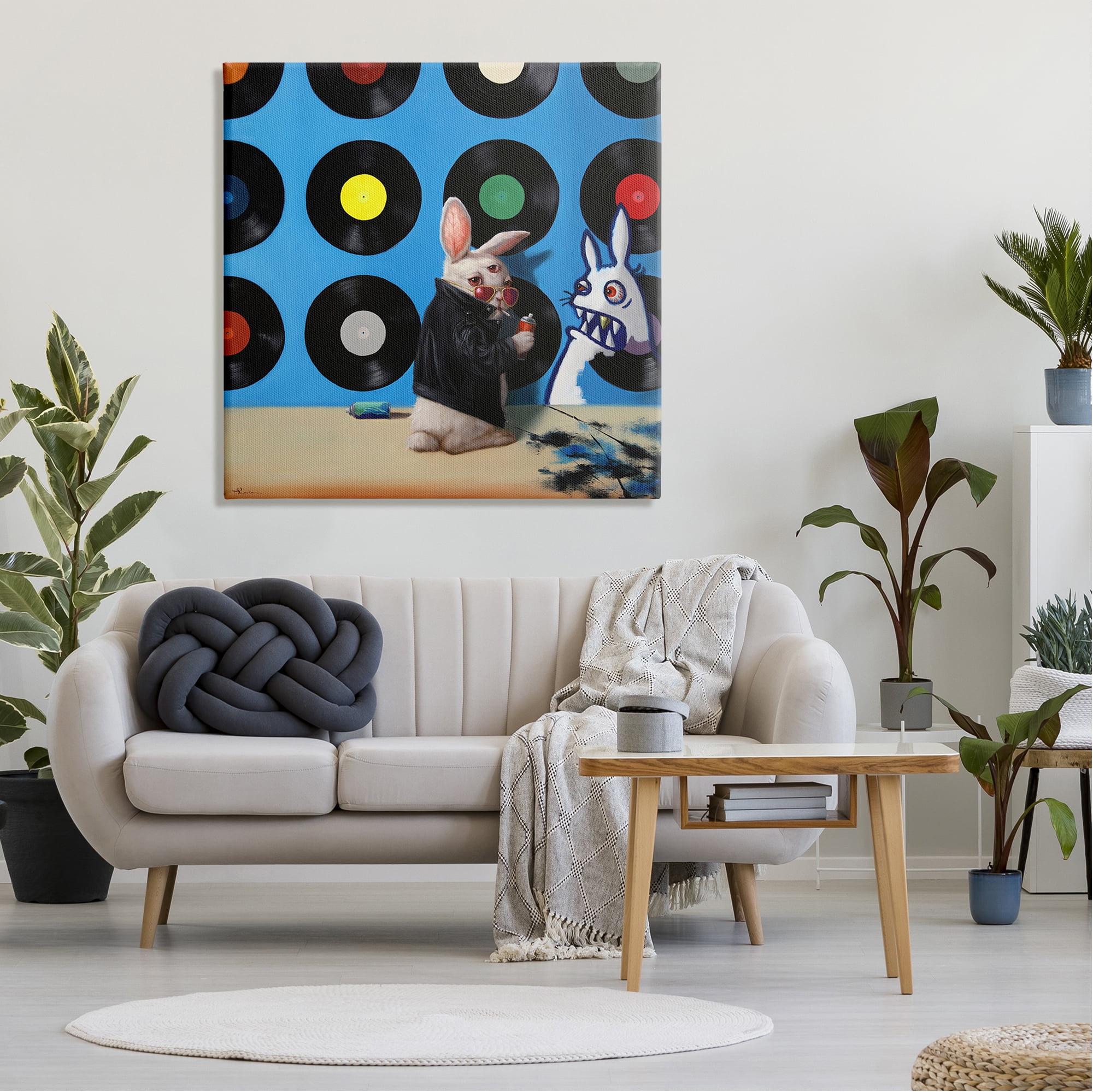 Stupell Industries Graffiti Rabbit Third Eye Music Record Pattern Canvas Wall Art, 36 x 36, Design by Lucia Heffernan
