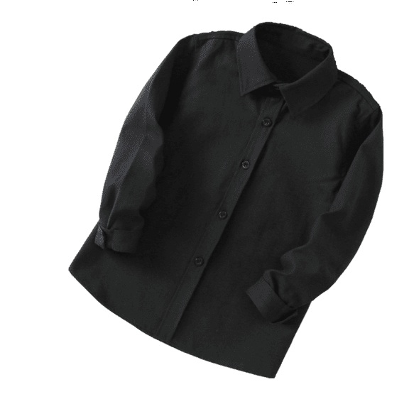 Boys Black Long Sleeve Dress Shirts Kids Girls Classic Fit Button Down Formal Shirt Basic Tops Fall Clothes Boy