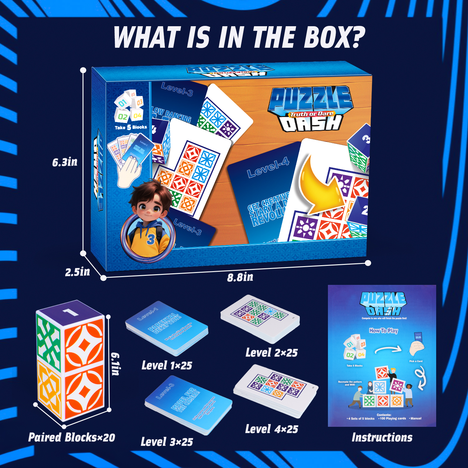 Huge Wave Juego de mesa familiar para niños y adultos desde 4 años, populares juegos de bloques y colores, 4 niveles de dificultad, 2 a 4 jugadores, regalo para fiestas de cumpleaños 3