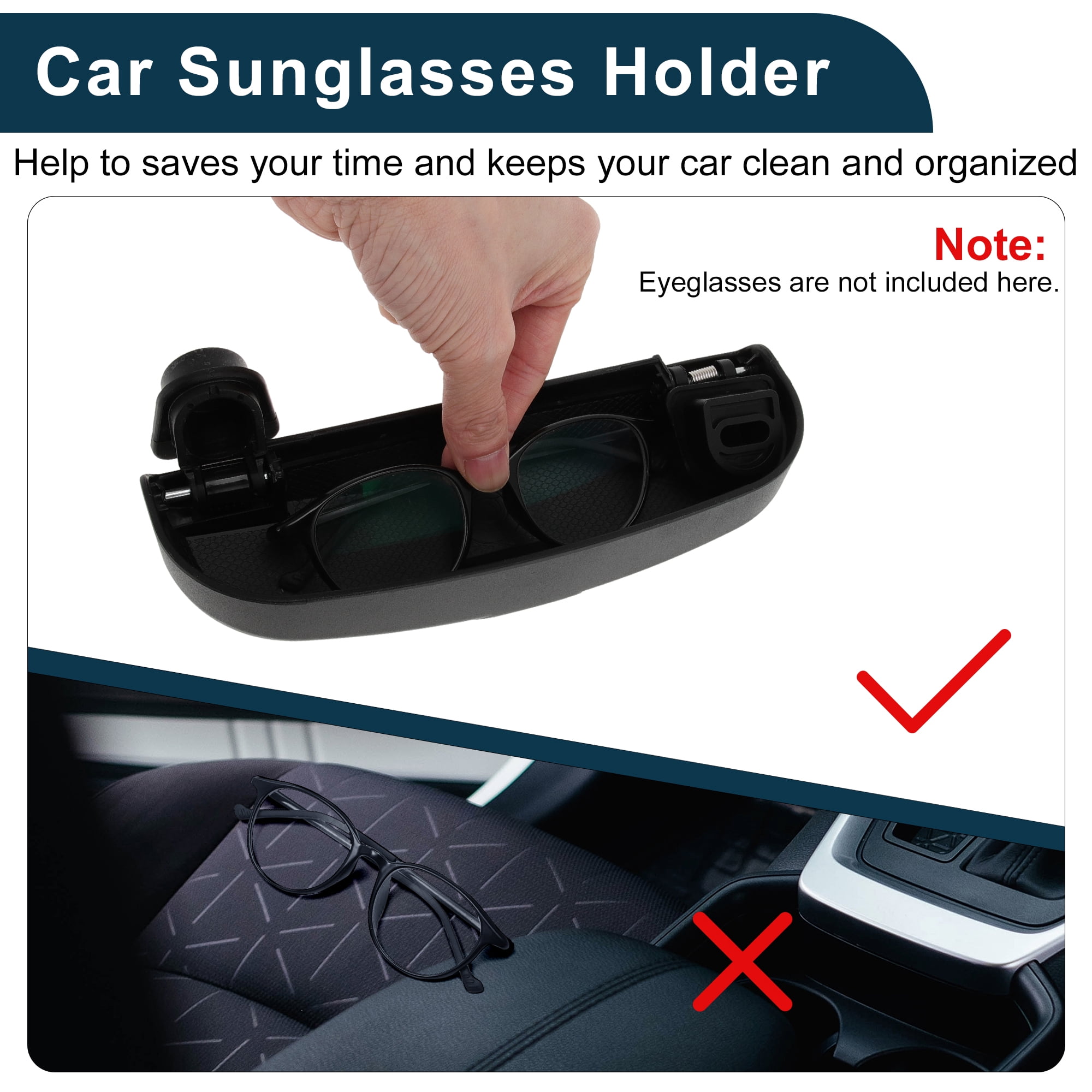 Unique Bargains Car Sunglasses Case for Volvo XC60 2016-2024 Eyeglasses Holder Storage Box Plastic Black 1 Set