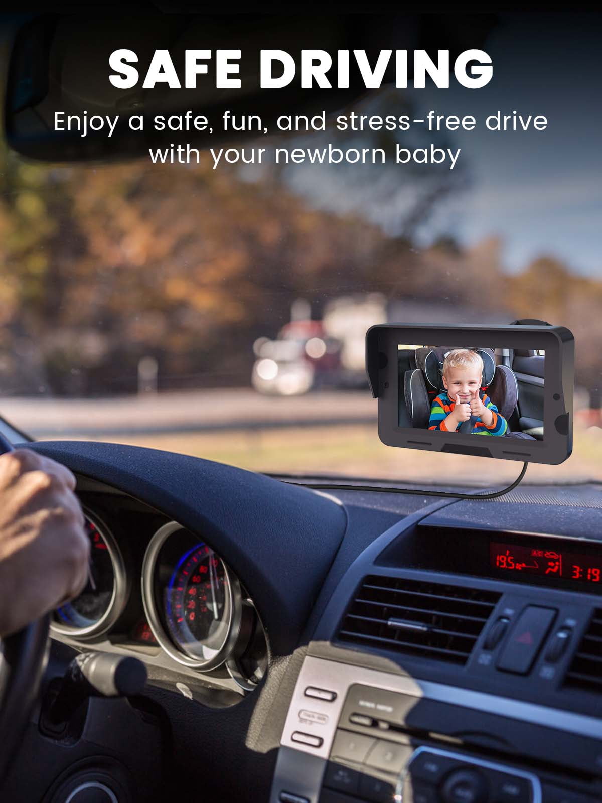 Grownsy Baby Car Camera,4.3" HD Display Baby Car Mirror with Night Vision Feature,Wide Clear View