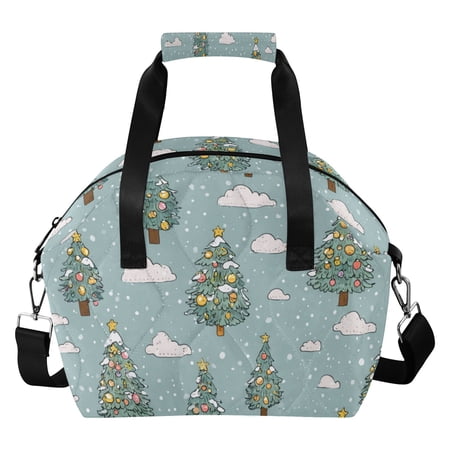 Christmas Tree Snowflakes Clouds Cartoon Insulated Lunch Bag Reusable Quilted Lunch Box Waterproof Leakproof Lunch Container