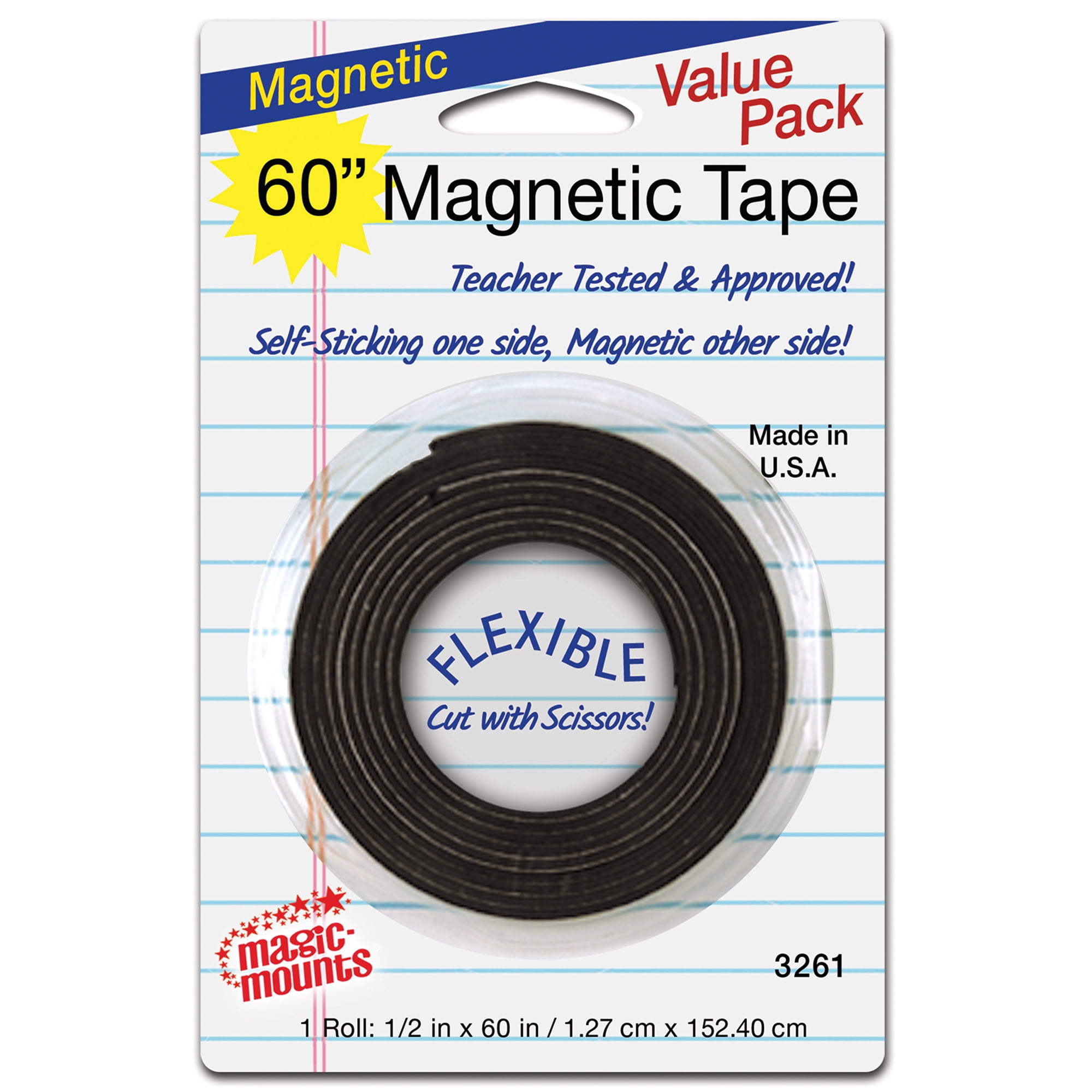 Magic-Mounts Magnetic Tape, 1/2" x 60" Roll, Pack of 6