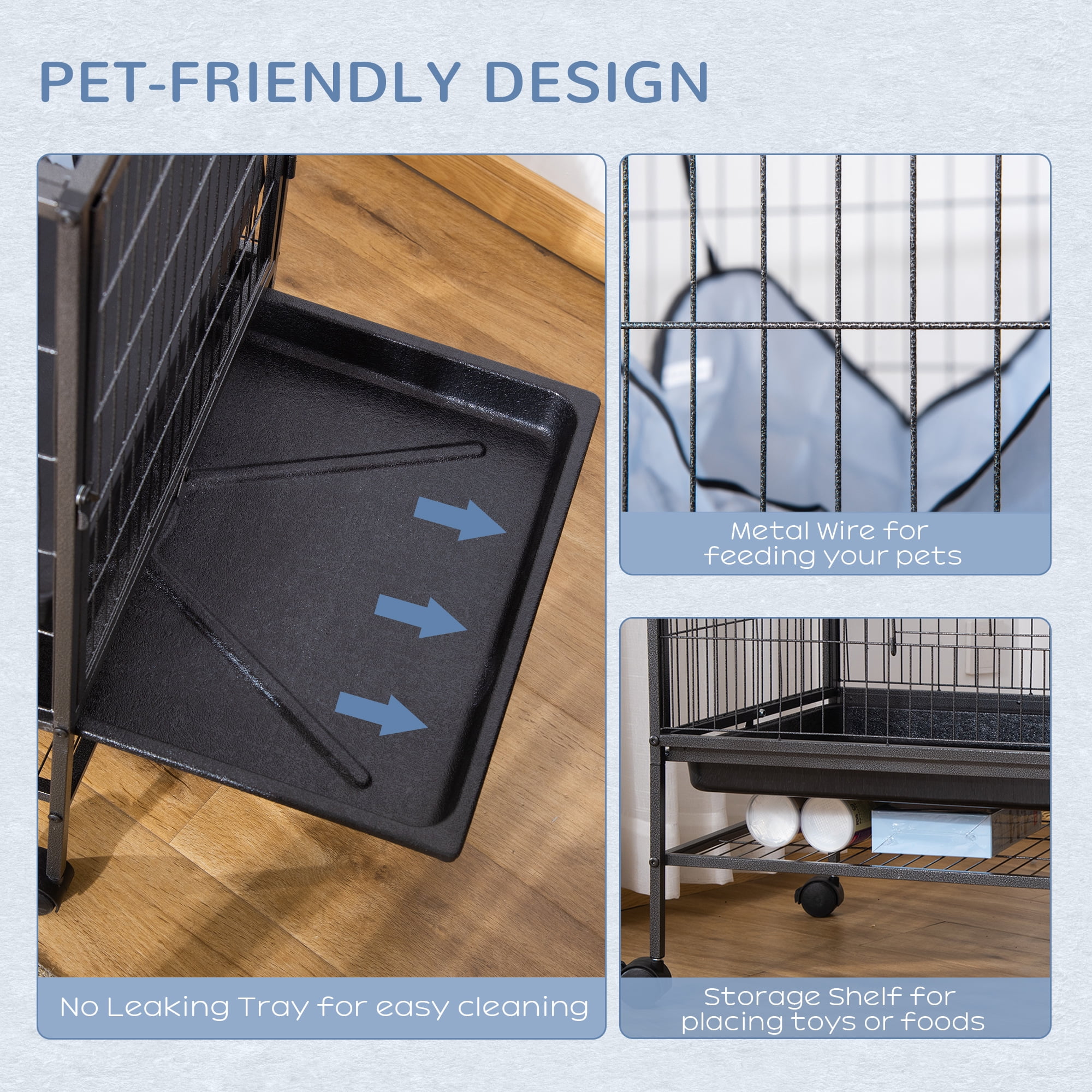 PawHut 3-Tier Small Animal Cage, Ferret Cage Large Chinchilla Cage