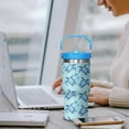 thumbnail image 6 of 30 oz Blue Sea Turtle Tumbler with Handle and Flip Straw, Stainless Steel Insulated Cup with Lid and Straw, Travel Coffee Mug Water Bottle，Christmas Birthday Mothers Day Gifts for Women Animal Lovers, 6 of 6