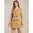 thumbnail image 2 of INSPIRE CHIC Women's Notch Lapel Double Breasted Belted Long Trenchcoat, 2 of 7
