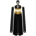thumbnail image 3 of dPois Women's Belly Dance Outfit Arabian Princess Halter Bra Top with Maxi Skirts Split Sleeves Black M, 3 of 7