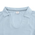 thumbnail image 6 of Men Shirts Solid Color V Neck Short Sleeve Casual Beach Vacation Summer Hippie Tops Blue Mens Tshirts, 6 of 8