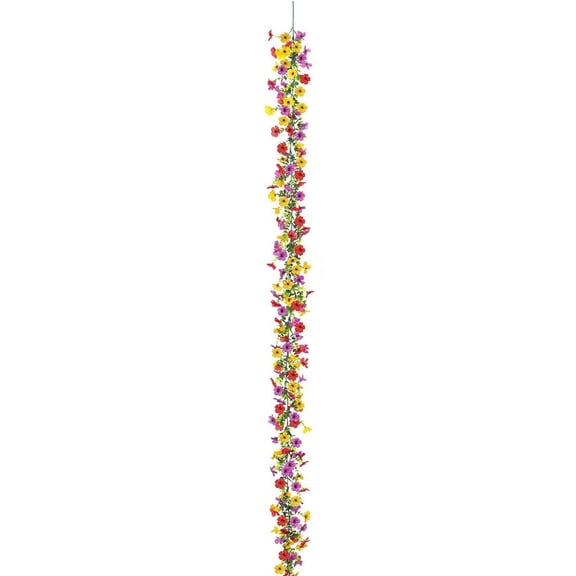 Artificial Flowers Garland, Ngxiha 5.9 Ft Spring Summer Decor Mums Vine Hanging Flower Uv Resistant Fake Spring Flower Garland for Home Garden Wedding Decor Photo Booth Backdrop