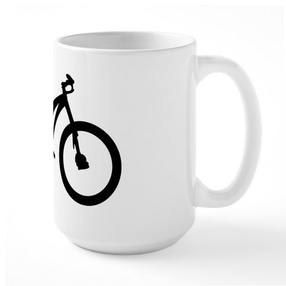 CafePress - Black Mountain Bike Bicycle Large Mug - 15 oz Ceramic Large White Novelty Mug