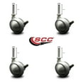thumbnail image 2 of 2.5 Inch Chrome Metal Ball Caster with Brake – 3/8 Inch Threaded Stem – Set of 4, 2 of 2