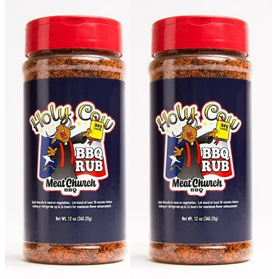 Meat Church BBQ Rub Combo: Two Bottles of Holy Cow 12 oz BBQ Rub and Seasoning for Meat and Vegetables, Gluten Free, Total of 24 Ounces