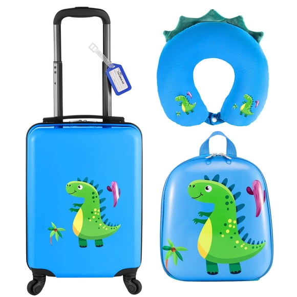 Set de equipaje Sanwuta Dinosaur de 43 cm con mochila y almohada cervical