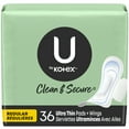 thumbnail image 1 of U by Kotex Clean & Secure Ultra Thin Pads with Wings, Regular Absorbency 36 count, 1 of 9