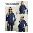thumbnail image 5 of ZXSXSY Women Swiss Dots Henley Neck Button Up 3/4 Sleeve Blouse, 5 of 11