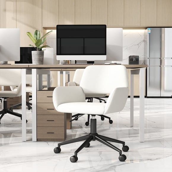 Homy Casa Upholstered Task Chair with Upholstery for Home Office, Beige Fabric