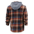 thumbnail image 2 of Men's Heavyweight Flannel Fleece Lined Plaid Sherpa Hoodie Jacket (M5065 - #207 (Brown/Blue), L), 2 of 5