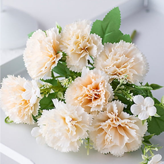 JeashCHAT Artificial Carnation Flowers Bouquet Silk Flowers Fake Carnations with Stems for Home Office Vase Table Centerpiece Mother's Day Wedding Party Decor, Rose Gold