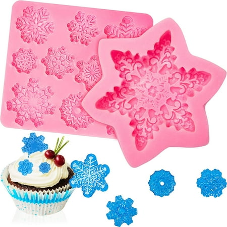 

2pcs Snowflake Silicone Mold Snowflake Cake Candy Mold For Christmas DIY Handmade Chocolate Cake Decorating