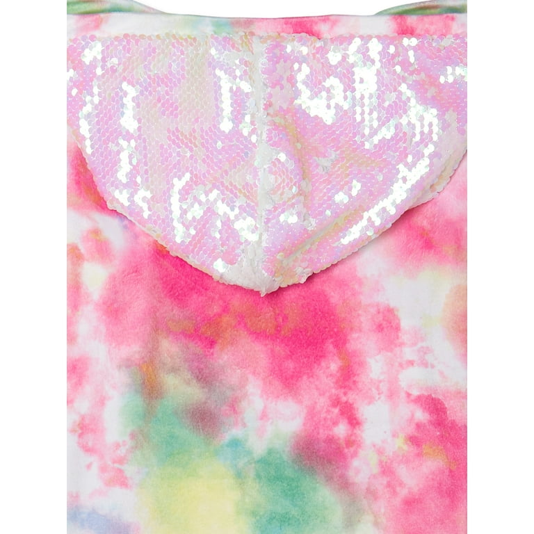 Wonder Nation Girls Tie Dye Sequin Pocket Pullover Hoodie Sizes 4 18 Plus Walmart