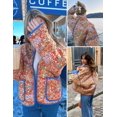 thumbnail image 5 of Women's Cropped Quilted Jacket Floral Printed LightWeight Padded Puffer Cardigan Coat Outwear, 5 of 8