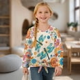 thumbnail image 4 of Xixirimido Dragonfly Vibrant Daisy Flower Pattern Girls Casual Tunic Tops Tie-hem Long Sleeve Loose Soft Blouse T-Shirt Cute Graphic Girls Shirts, Size 5-6, 4 of 7
