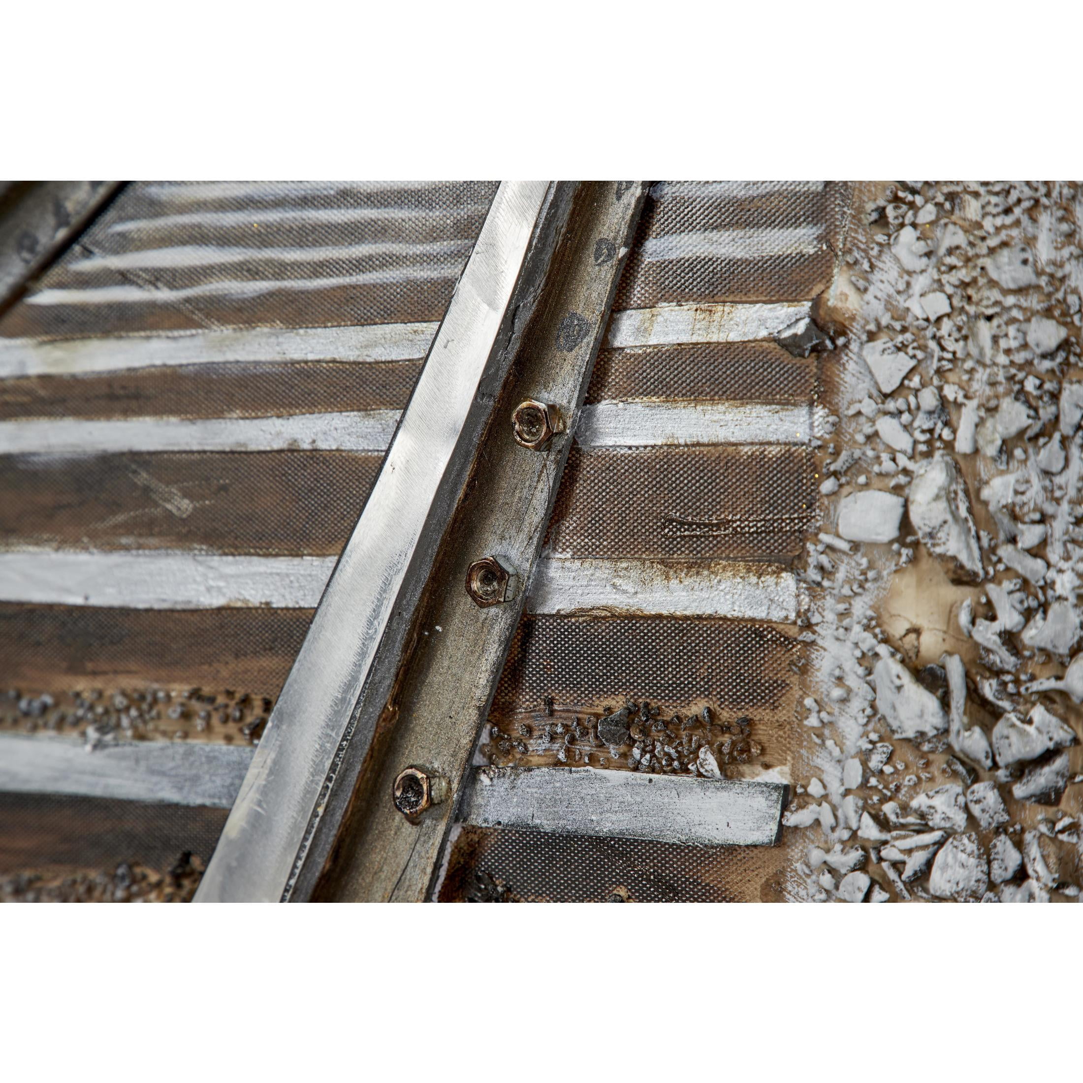 44" x 53" Railroad Track Landscape Framed Wall Art with Silver Frame, by DecMode