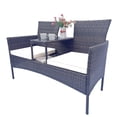 thumbnail image 5 of Patio Conversation Set, Outdoor Wicker Loveseat Sofa Set with Coffee Table, Tempered Glass Top and Removable Cushions, Patio Furniture Set for Balcony/Garden/Lawn/Backyard, 5 of 7