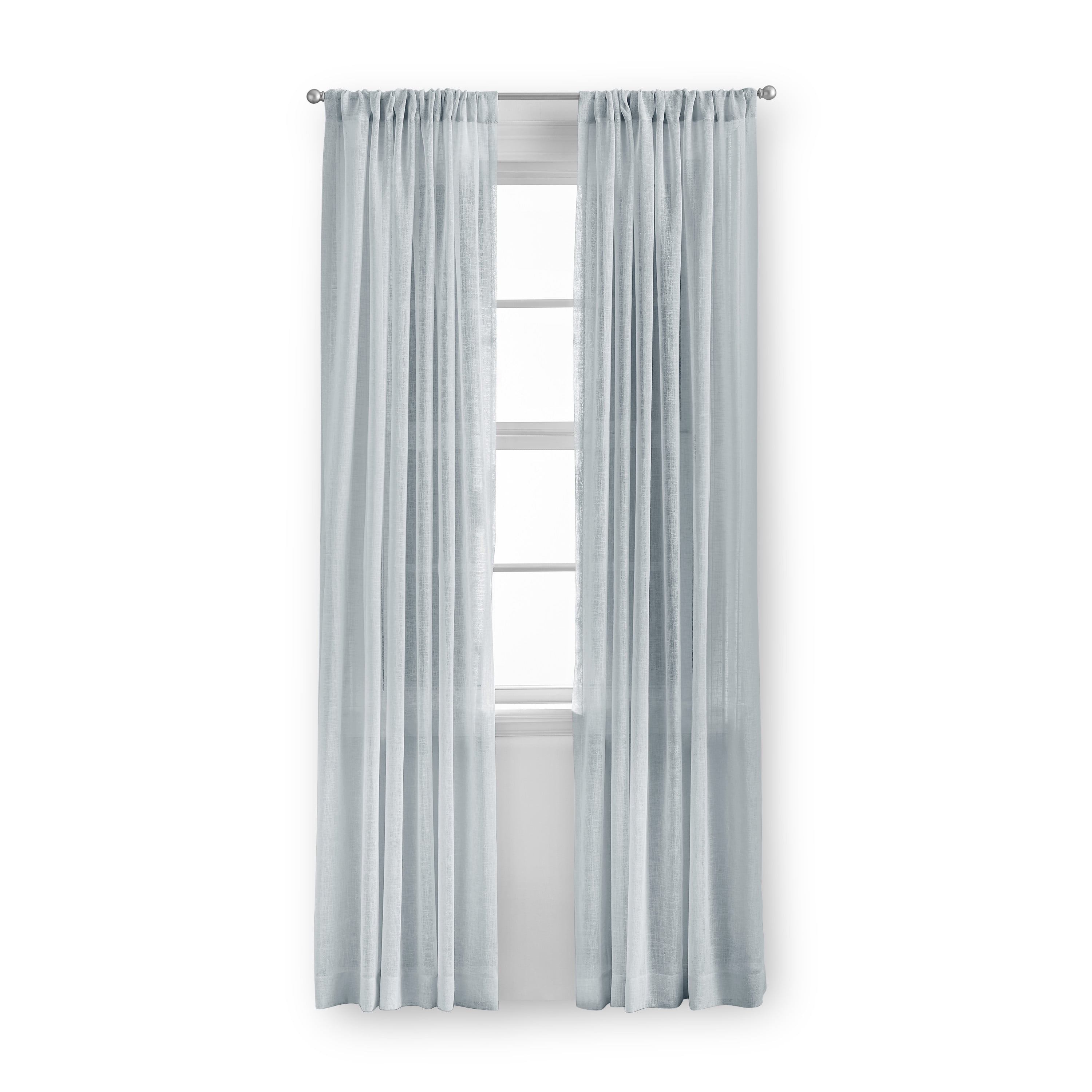 Mainstays Bel Air Sheer Wide Single Curtain Panel, Silver, 50" W x 95" L