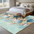 thumbnail image 4 of 5'x7' Area Rugs, Beach Coastal Teal Indoor Outdoor Area Rug for Living Room Bedroom, Nautical Shell Starfish Coral Summer Washable Bathroom Rugs Kitchen Floor Carpet Mats Home Decor Aesthetic, 4 of 8