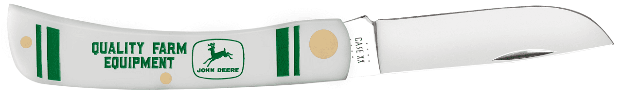 Case XX Knives Case XX John Deere Smooth White Synthetic Sod Buster Jr Folding Knife CA15789