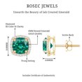 thumbnail image 5 of Rosec Jewels Lab Grown Emerald Stud Earrings with Diamond Halo (AAAA Grade), 18K Yellow Gold, 5 of 6