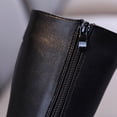 thumbnail image 6 of Girls Mid Calf Boots Flat 0.79in Heel Bottom Thick Soles Non Plush Side Zippers Toddler Boots Black 10, 6 of 9